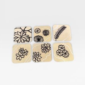 6 Handmade Flower Design Oversized Square Coasters